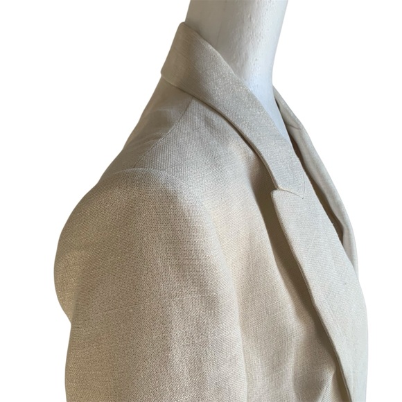 Zara Blazer Linen Long Jacket Event Wear Mini Dress Wedding Occasion Cream  XL - Picture 10 of 15